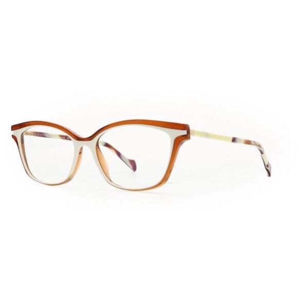 Face à Face SHISO Designer Eyeglass Frames Only 54-15-140 Brown White Cat-Eye